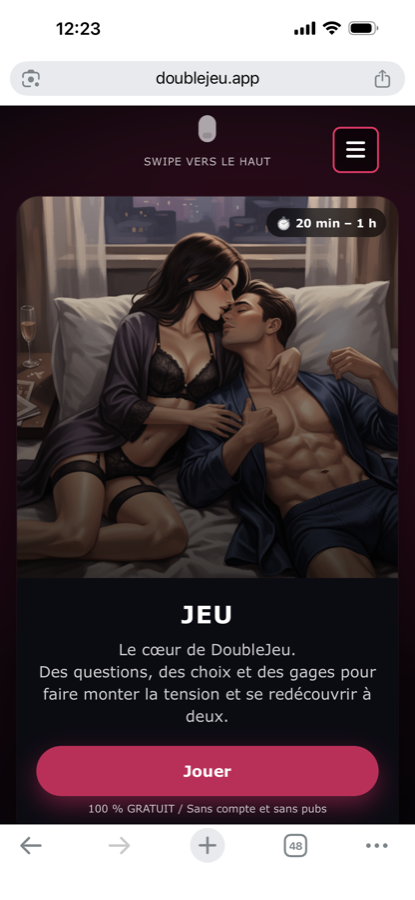 Capture mobile de la plateforme DoubleJeu