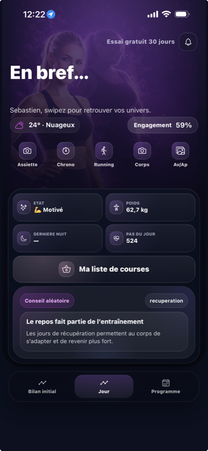 Capture de l’application mobile UpFit Coach